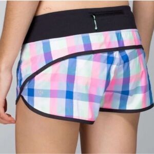 🌈 Lululemon Run Speed Short Sz 4 – Pop Plaid Reflective Multi Black ✨